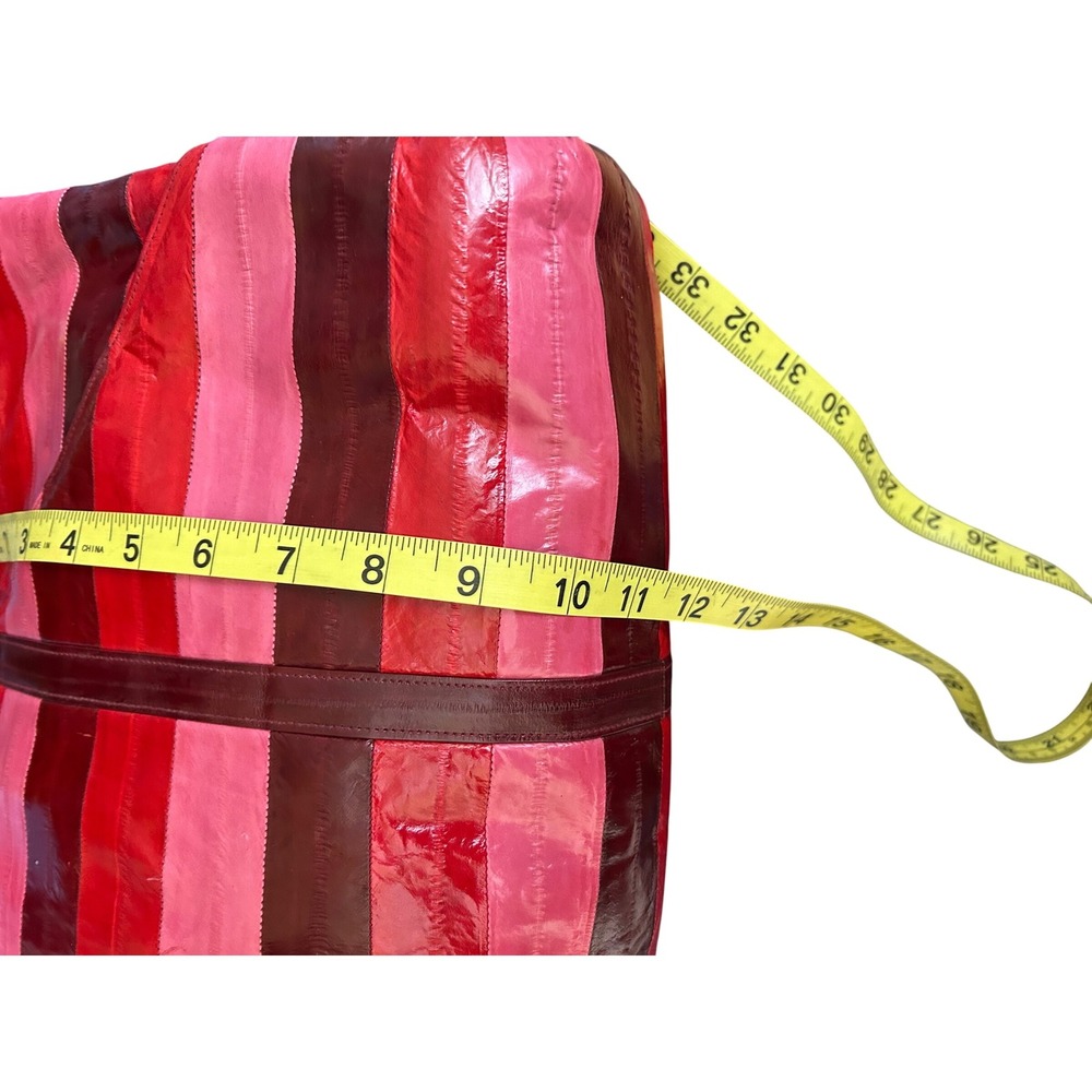 Vintage‎ Lee Sands Pink/ Red/ Burgandy  Eel Skin Leather Shoulder Bag Unique - Picture 13 of 15